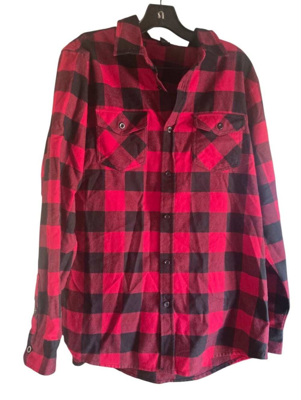 Women’s Red & Black Plaid Button-Front Shirt Jacket
